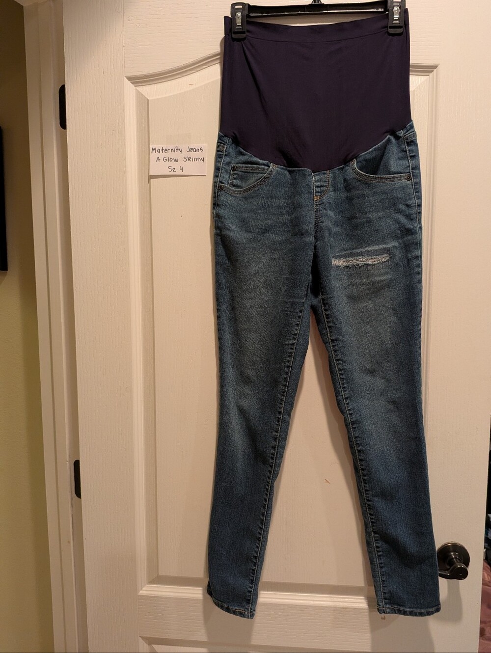 a:glow Navy Waistband Blue Denim Maternity Jeggings